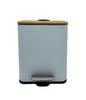 Bamboo Lid Pedal Bin with Inner Bin 5L for Household Use Square Shape