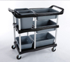 China Heavy Duty 3 Tier Plastic Hotel Folding Dining Food Serving Cart Trolley for Restaurant