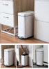 2021 New Arrival Stainless Steel Trash Can Soft Step for Kitchen Office with Pedal Garbage Bin Silent Gentle Close