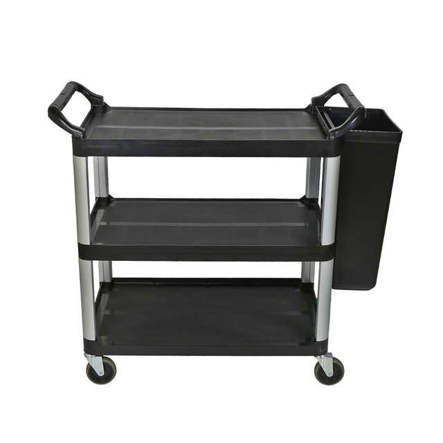Commercial Heavy Duty 3-Tier Rolling Service/Utility/Push Cart For Food service/Restaurant/Cleaning/Workplace