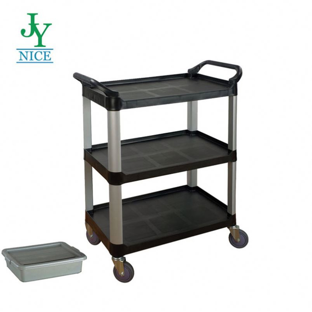 Heavy Duty three tray plastic supermarket trolley Restaurant Kitchen Dining Service Cart