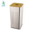 Stainless Steel Laundry Bin & Hamper With Wooden Lid Household Bedroom Bathroom Dorm Square Dirty Clothes Basket