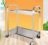 Hotel dining hall kitchen mobile stainless steel tea cart 3 layers 2 tier restaurant food service transport trolley