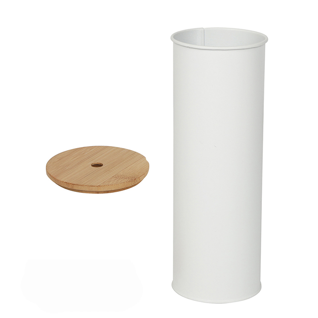 Wood Lid Tall Slim Waste Bin Bamboo Cover Top Skinny Waste Bin