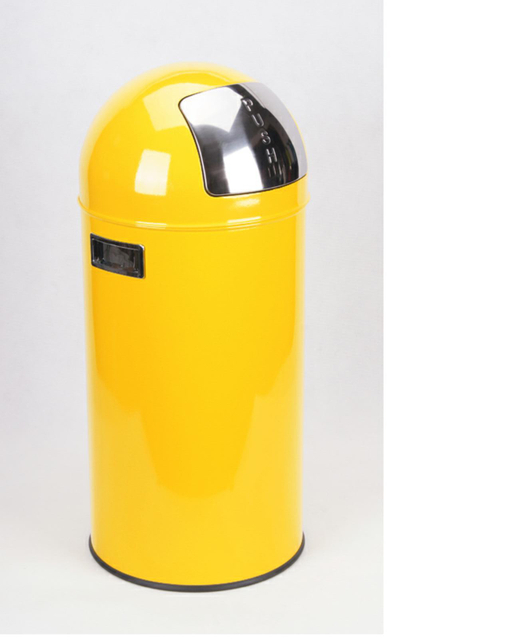 Yellow Push Trash Can with Handle