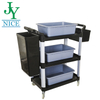 hotel meal delivery 3 layers Food trolley with cutlery box canteen kitchen Four Wheels Gray Black Plastic Service Utility Cart