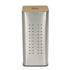 60L Square Shape Household Essentials Basket Metal Laundry Hamper - Breathable And Wood Lid - Iron