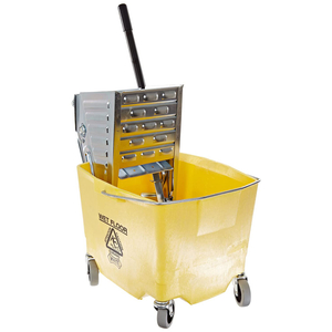 Commercial Mop Bucket Side Press Cleaning Wringer On Wheels Trolley 35 Quart Down Pressing Wringer