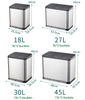 2021 New Arrival Large Capacity Bin 3 Bucket Pedal Can Sorting Garbage Trash Bin