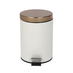 Design 5 Liter Round Small Metal Step Trash Can Wastebasket, Garbage Container Bin - for Bedroom, Kitchen, Craft Room, Office,