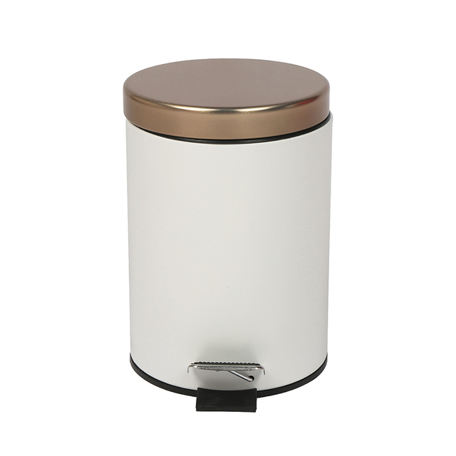 Design 5 Liter Round Small Metal Step Trash Can Wastebasket, Garbage Container Bin - for Bedroom, Kitchen, Craft Room, Office,