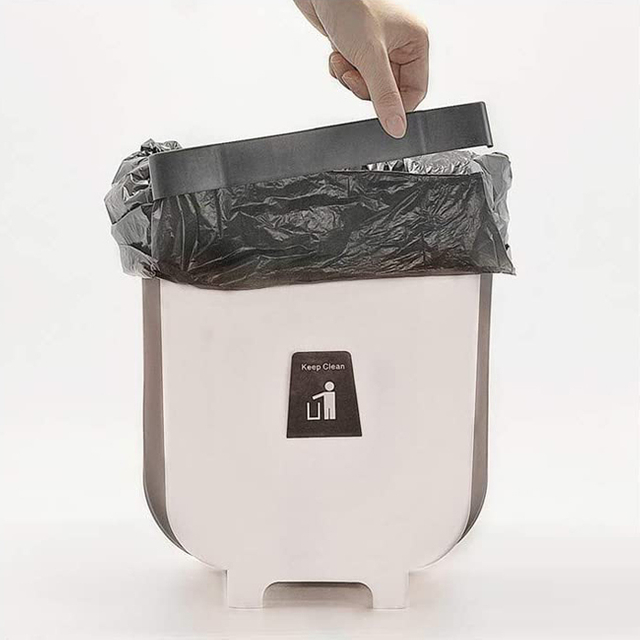 Collapsible Small Garbage Can Compact Portable Waste Bin for Home Kitchen Room Cabinet Door Drawer - 6L