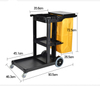 Commercial Office Building PP Plastic Cleaning Trolley with Cover Black Blue Floor Cleaning Janitor Cart