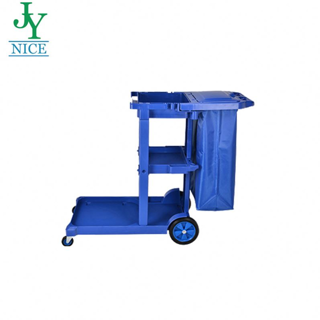 Wholesales Good Quality Plastic Housekeeping Service Trolley Commercial Hospital Cleaning Janitor Cart