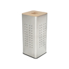 60L Square Shape Household Essentials Basket Metal Laundry Hamper - Breathable And Wood Lid - Iron