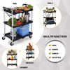 2021 New Collapsible Service Cart Hotel Canteen Kitchen Mobile Tool Cart Folding Food Trolley for Restaurant Bussing Cart