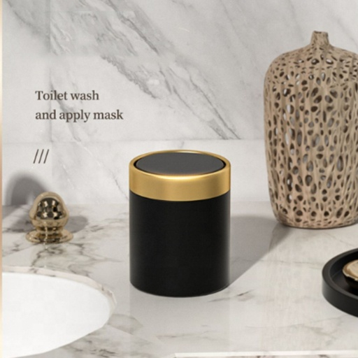 2021 New Design Mini Stainless Steel Waste Bin with Swinging Lid for Car Tabletop Desktop Trash Bin