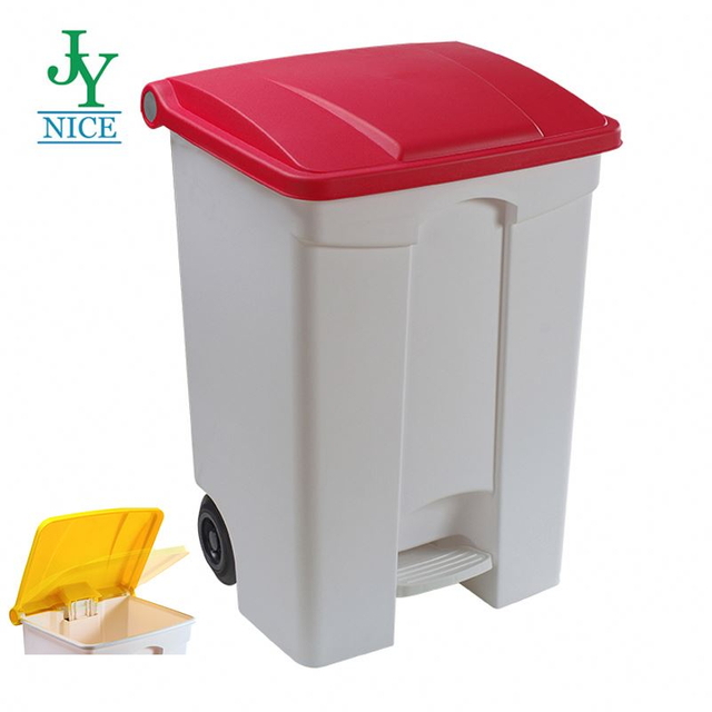 PP Material Kitchenware built-in garbage bin with plastic lid 68L foot pedal garbage recycle rubbish bin