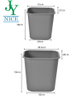 Hygienic easy to clean Leak-proof seamless piece moulded body garbage bin slim kitchen waste bin plastic 90l city trash can