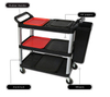 JY-UC02S 3 Tiers Plastic Service Trolley Cart Food Trolley Cart Servicing Cart For Hotel Restaurant