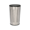 New Arrivals Large Laundry Bin with White Plastic Lid, 60 L - Matt Steel Brushed Holes Breathable
