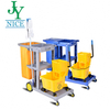 hotel/hospital/school plastic cleaning handcart with cleaning supplies Multifunction housekeeping mop wringer trolley