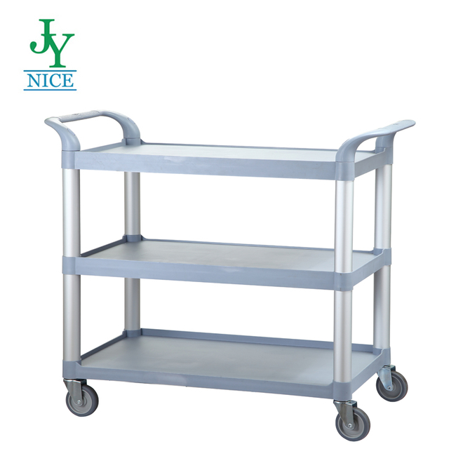 Multifunctional 3 tier hospital hotel restaurant kitchen housekeeping dish collect commercial util push plastic trolley cart