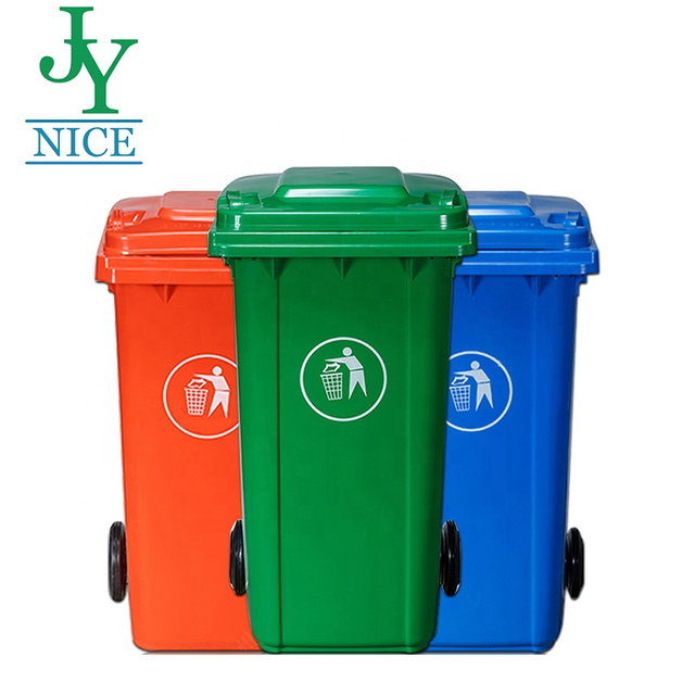 New Design Hospital Medical Large Plastic Waste Bin with Wheels Lid Farm Garbage Bin 240 L
