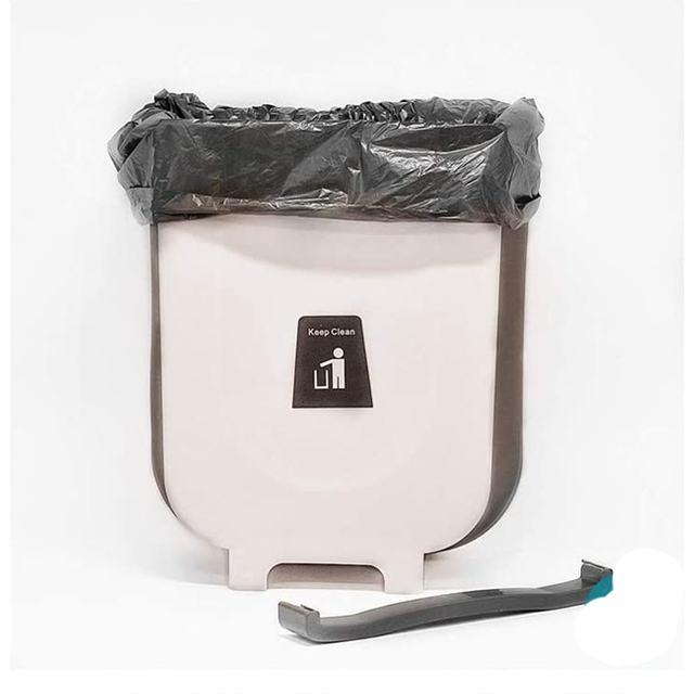 Hanging Trash Can Silicone Folding Waste Bins Kitchen Collapsible Trash Can