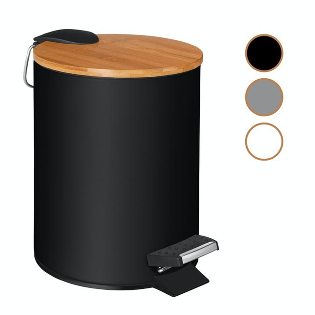 Bamboo Bin with Foot Step Pedal Waste Bin Stainless Steel Waste Bin