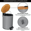 Bamboo Bin with Foot Step Pedal Waste Bin Stainless Steel Waste Bin trash can for bathroom step