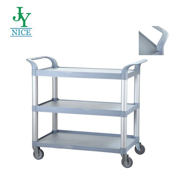 Airport Service hand Trolley 3 tiers Plastic 4 wheels multi function airplane food Utility Cart