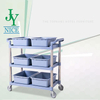 Lightweight hand pull Folding Serving Trolley With Wheels heavy duty PP plastiv 3 layers supermarket cargo Service Cart