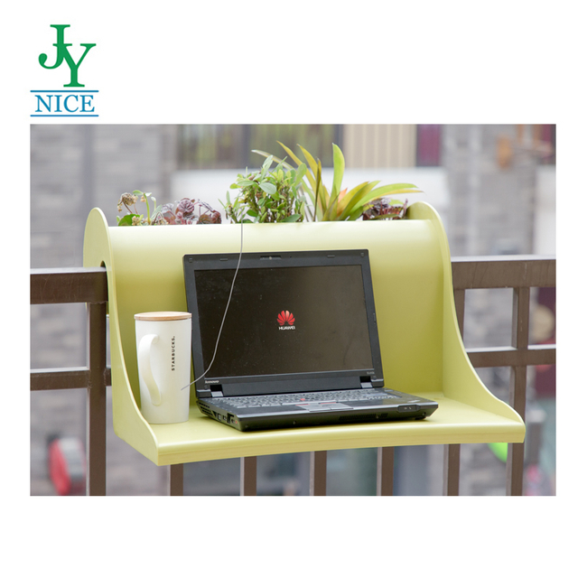 Plastic Balcony Table Outdoor Coffee Shop Hanging Desk Indoor Balcony Railing Table for Patio, Garden