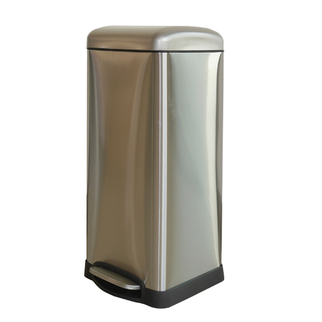 Stainless Steel Dustbin Waste Trash Indoor Recycle Bin Airport Metal Oval 1 Compartment Standing Bin
