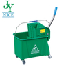 24L Red Plastic Mop Bucket With Wheels Workshop House Mop Wringer Cleaning Bucket