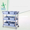 Service Equipment Manufacturer 4 Wheel Food Service Trolley PP plastic 3 layers hospital medical service cart