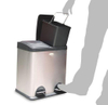 Double Bin Trash Can with Foot Step Pedal Waste Bin Stainless Steel Waste Bin