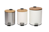 Bamboo Lid Pedal Bin with Inner Bin 5L for Household Use Square Shape