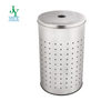 Stainless Steel Laundry Bin & Hamper With Wooden Lid Household Bedroom Bathroom Dorm Square Dirty Clothes Basket