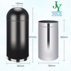 Good Quality Industrial Park Stainless Steel Trash Can Outdoor Passage 50L 65L Round Metal Rubbish Barrel