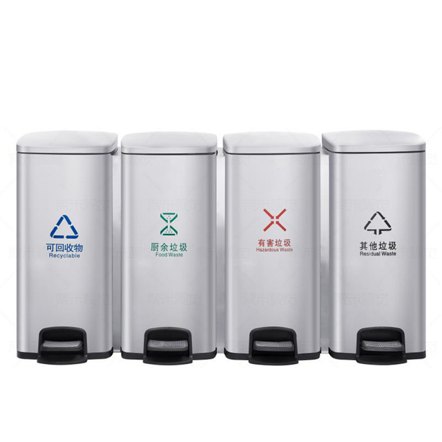 Recycling Double Kitchen Bin Wooden Trash Can Stainless Steel Kitchen Can
