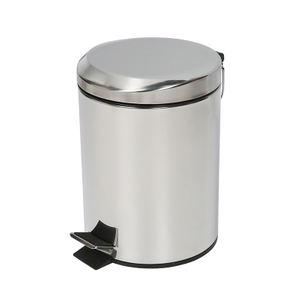 New Arrivals European Waste Bin Silver Round Galvanized Steel Waste Bin Straight Home Garden Waste Bin Furniture
