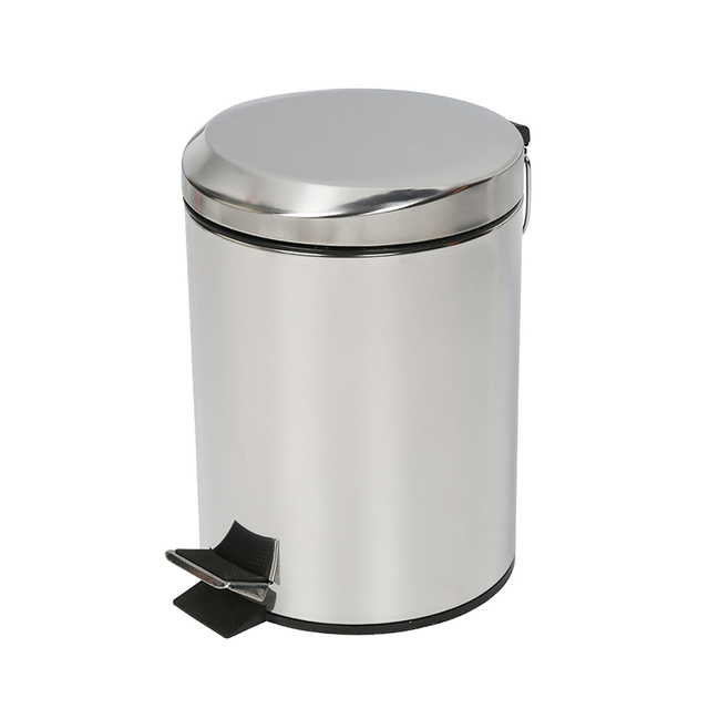 New Arrivals European Waste Bin Silver Round Galvanized Steel Waste Bin Straight Home Garden Waste Bin Furniture