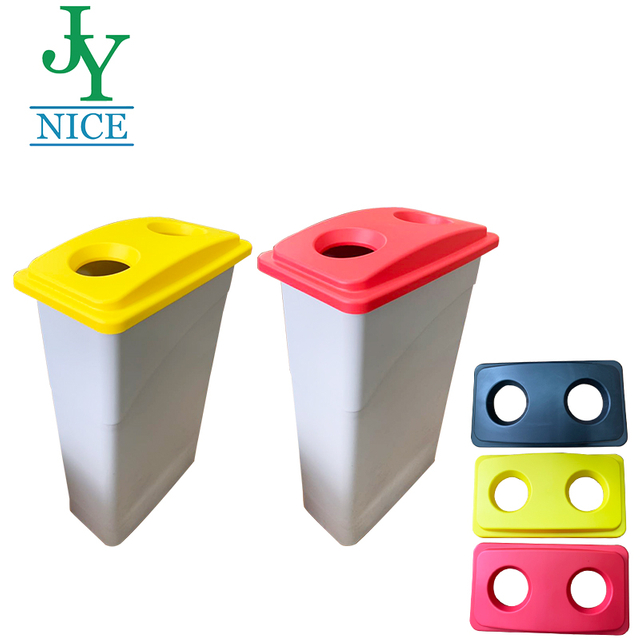 87Qt. Outdoor Waste Container Square Park Ash Bin with Lid Slim Jim Plastic Waste Bin Bottle Classification Dustbin