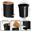 Bamboo Bin with Foot Step Pedal Waste Bin Stainless Steel Waste Bin