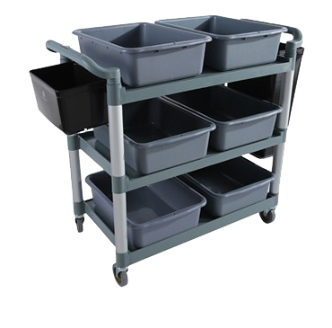 China Heavy Duty 3 Tier Plastic Hotel Folding Dining Food Serving Cart Trolley for Restaurant