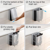 Wall Mounted Trashcan for Bathroom Toilet Waste Storage Folding Waste Bin Kitchen Cabinet Door Hanging Trash Bin Trash Can