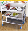 3 Tiers Heavy Duty airline tea wine service Utility Cart 4 layers stainless steel hospital medical dressing trolley