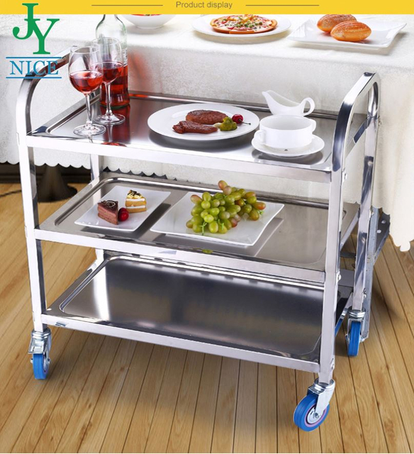 3 Tiers Heavy Duty Airline Tea Wine Service Utility Cart 4 Layers Stainless Steel Hospital Medical Dressing Trolley